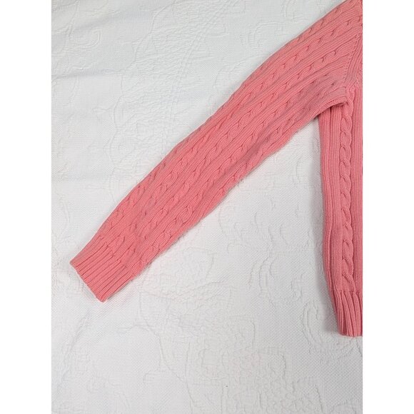 Vtg Lauren Ralph Lauren women's small Cable Knit Sweater crop Pink Coral READ - Picture 11 of 14